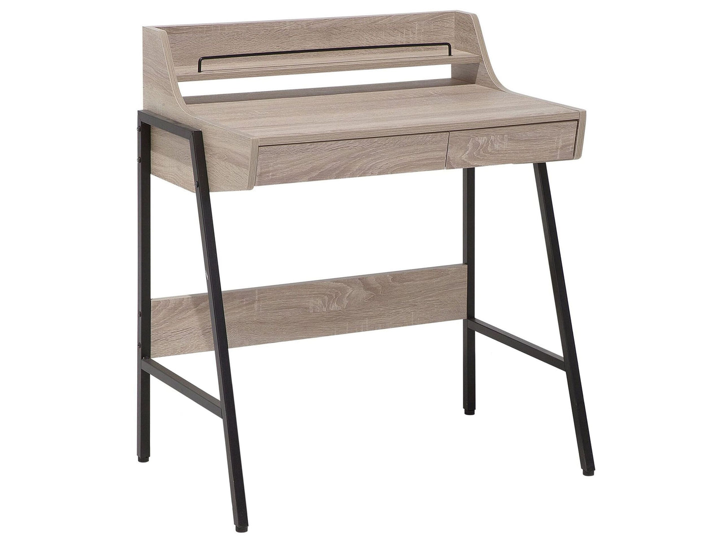 Nordic Desk 77 x 46cm Light Brown Black 2 Drawers