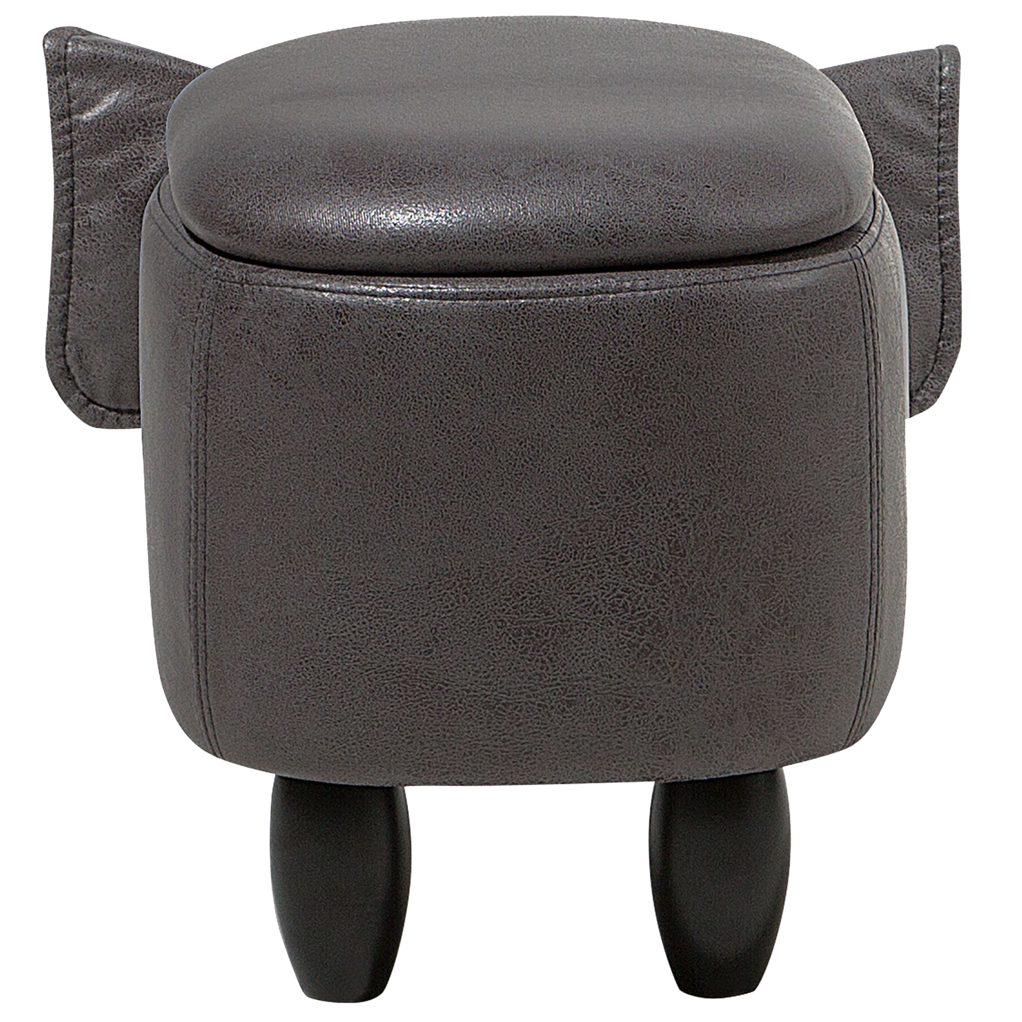 Elephant Storage Kids Stool Dark Grey Faux Leather