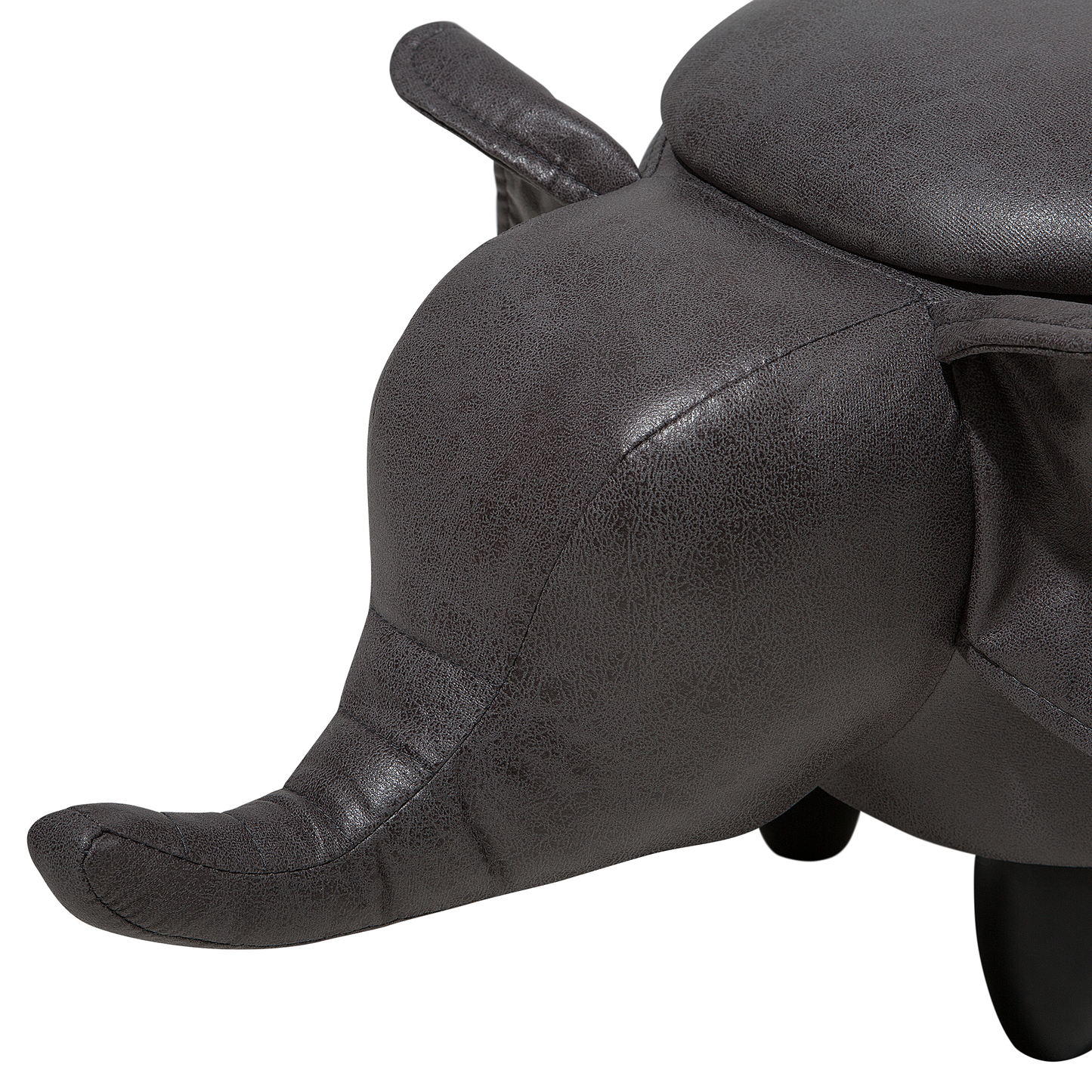 Elephant Storage Kids Stool Dark Grey Faux Leather