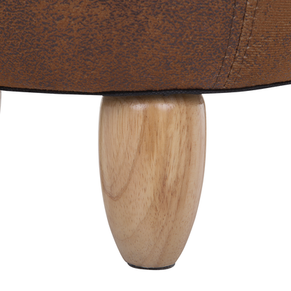 Cow Stool With Storage Brown Faux Leather Wooden Legs