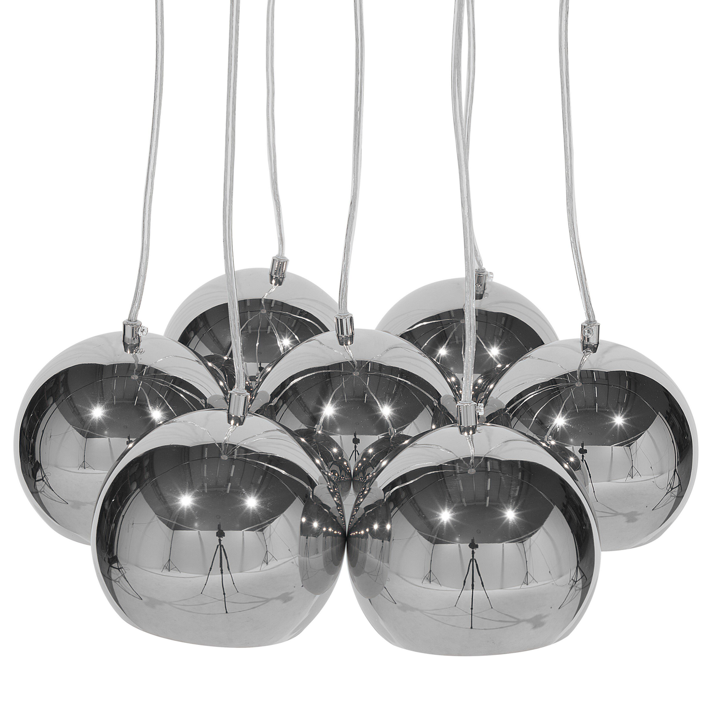 7-Light Cluster Pendant Silver Round Shades