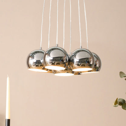 7-Light Cluster Pendant Silver Round Shades