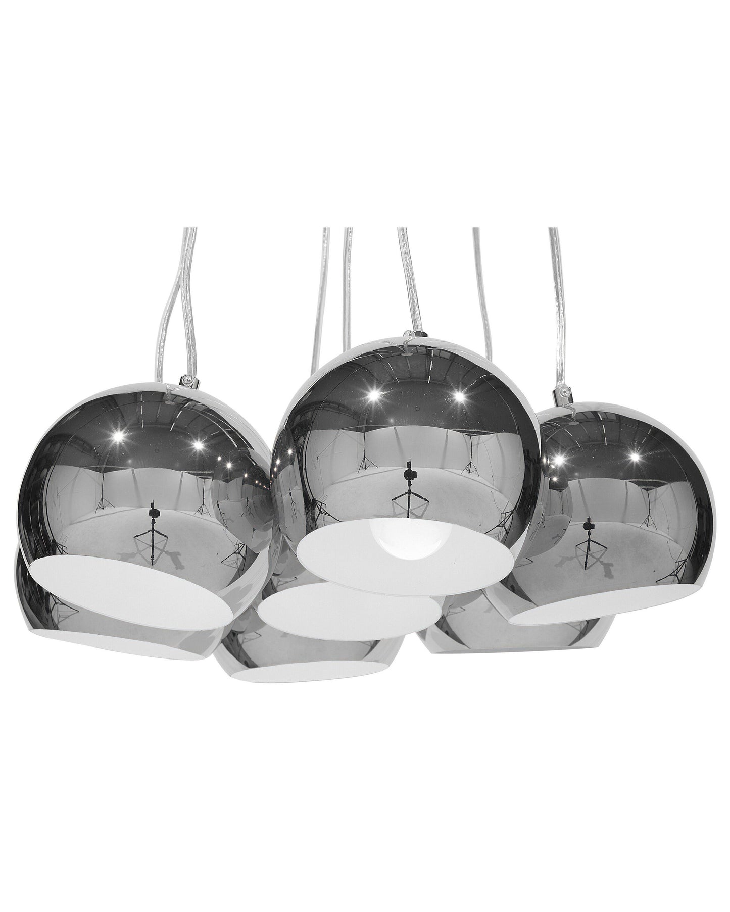 7-Light Cluster Pendant Silver Round Shades