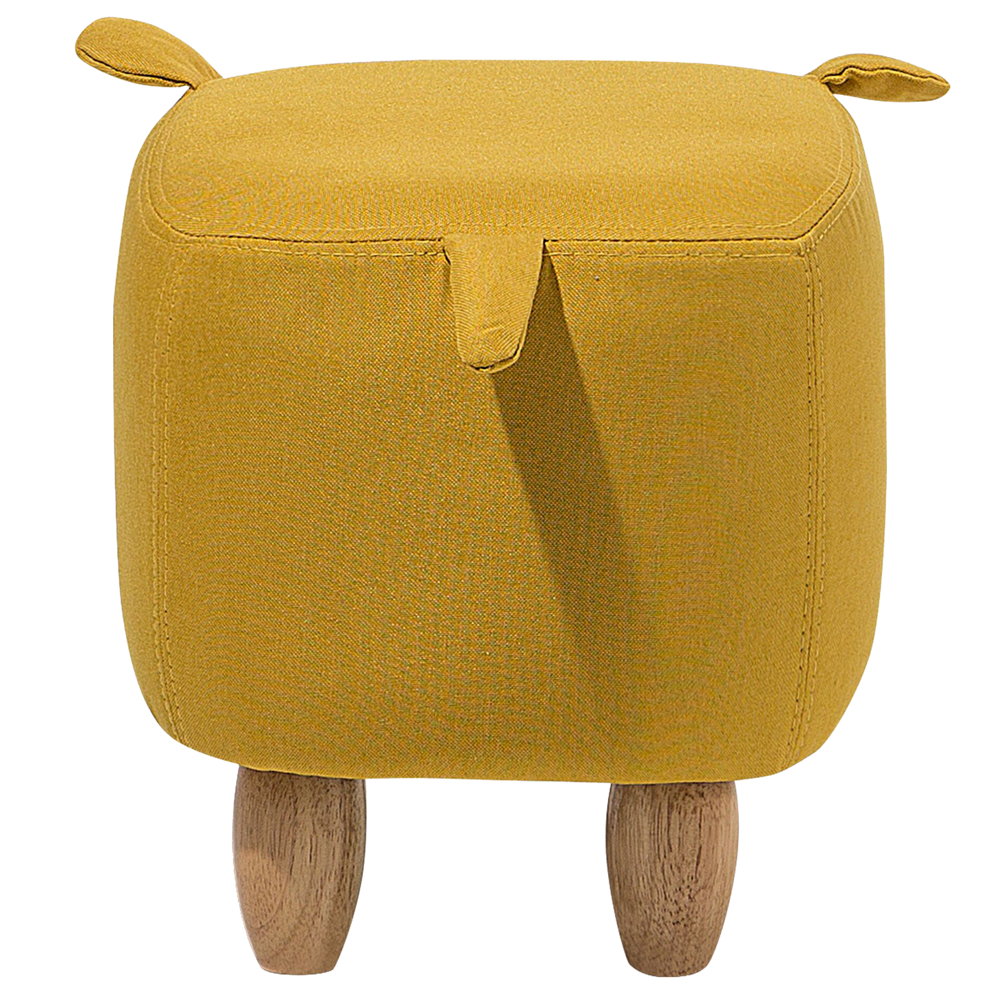Animal Pig Kids Stool Yellow Fabric Wooden Legs Nursery Footstool