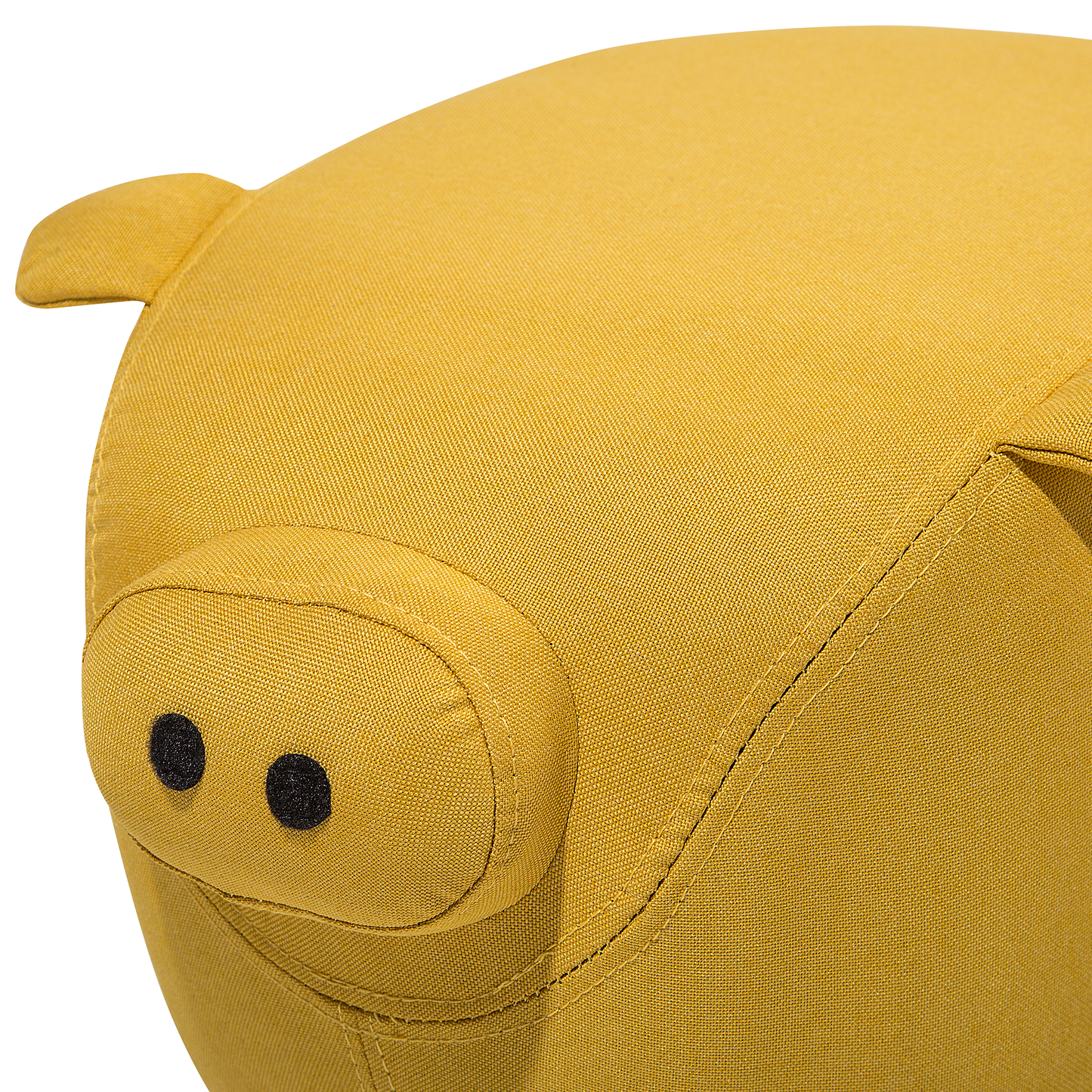 Animal Pig Kids Stool Yellow Fabric Wooden Legs Nursery Footstool