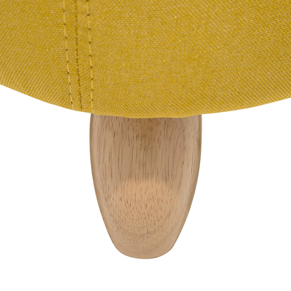 Animal Pig Kids Stool Yellow Fabric Wooden Legs Nursery Footstool