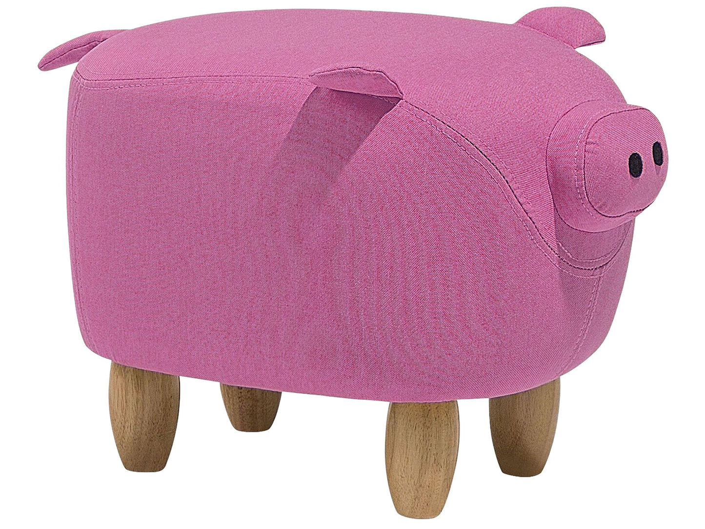 Pig Nursery Footstool Pink Fabric With Wooden Legs