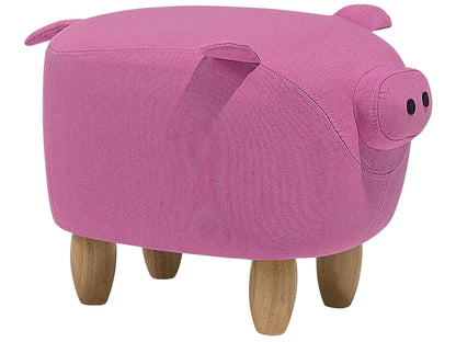 Pig Nursery Footstool Pink Fabric With Wooden Legs