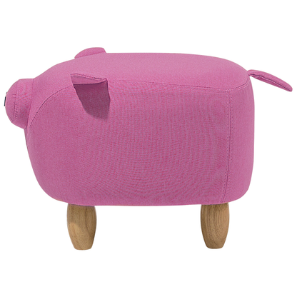 Pig Nursery Footstool Pink Fabric With Wooden Legs