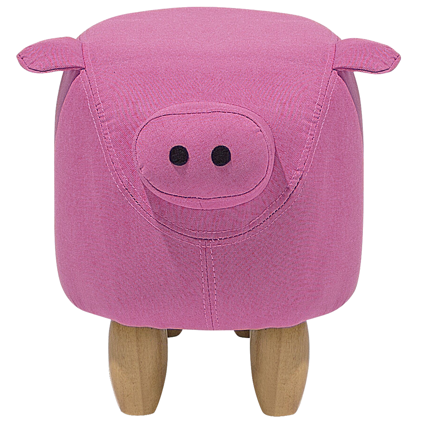 Pig Nursery Footstool Pink Fabric With Wooden Legs