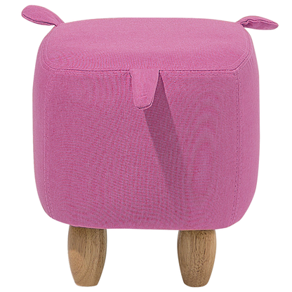 Pig Nursery Footstool Pink Fabric With Wooden Legs