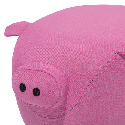 Pig Nursery Footstool Pink Fabric With Wooden Legs
