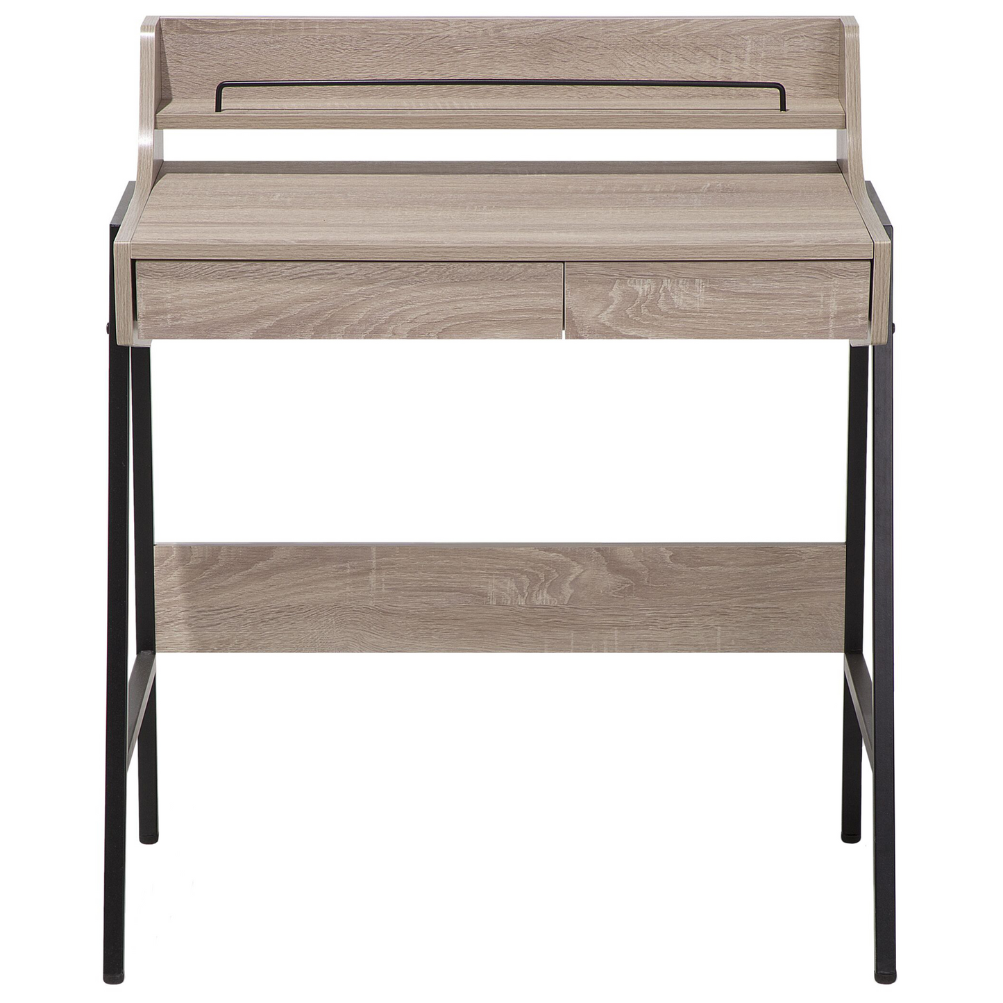 Nordic Desk 77 x 46cm Light Brown Black 2 Drawers
