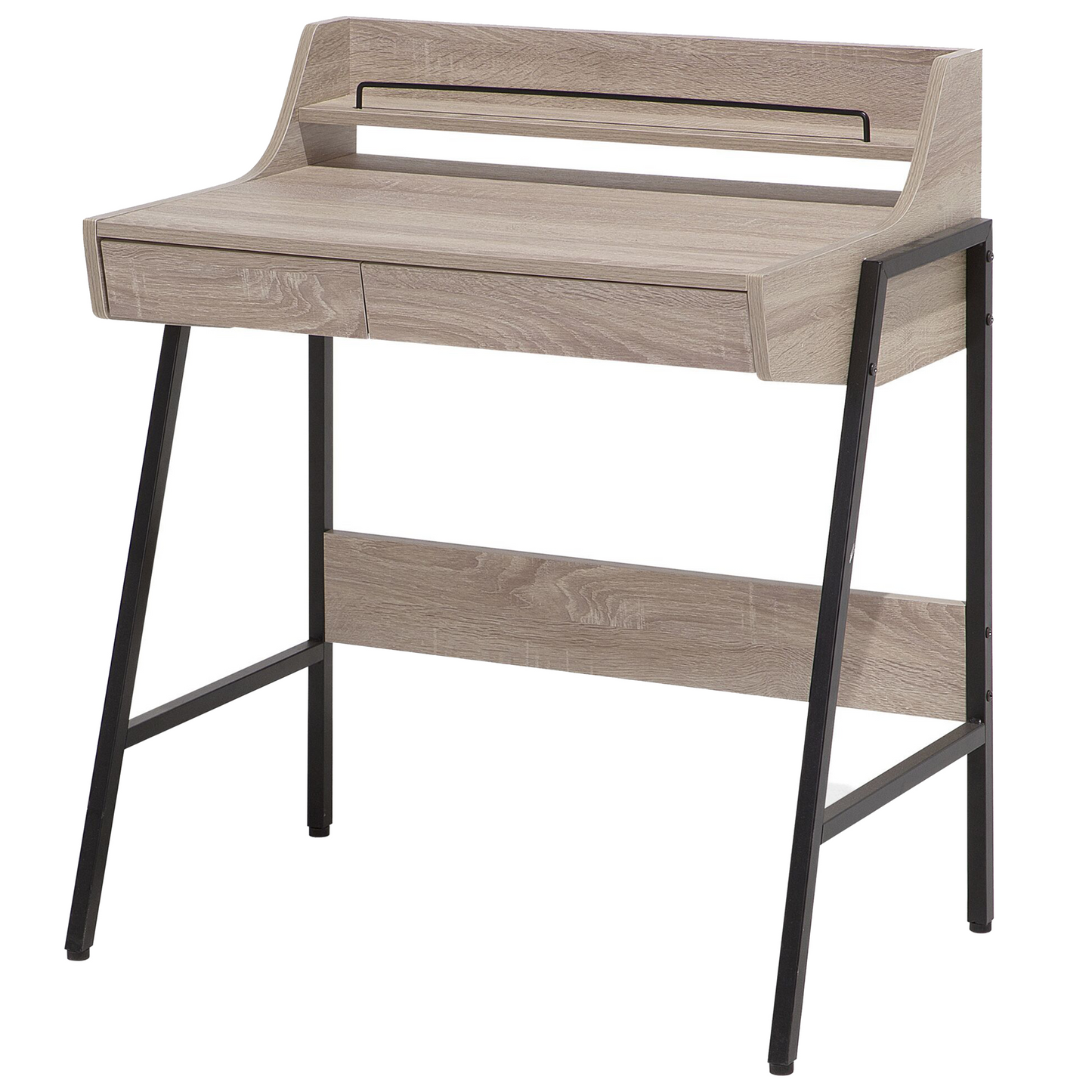 Nordic Desk 77 x 46cm Light Brown Black 2 Drawers