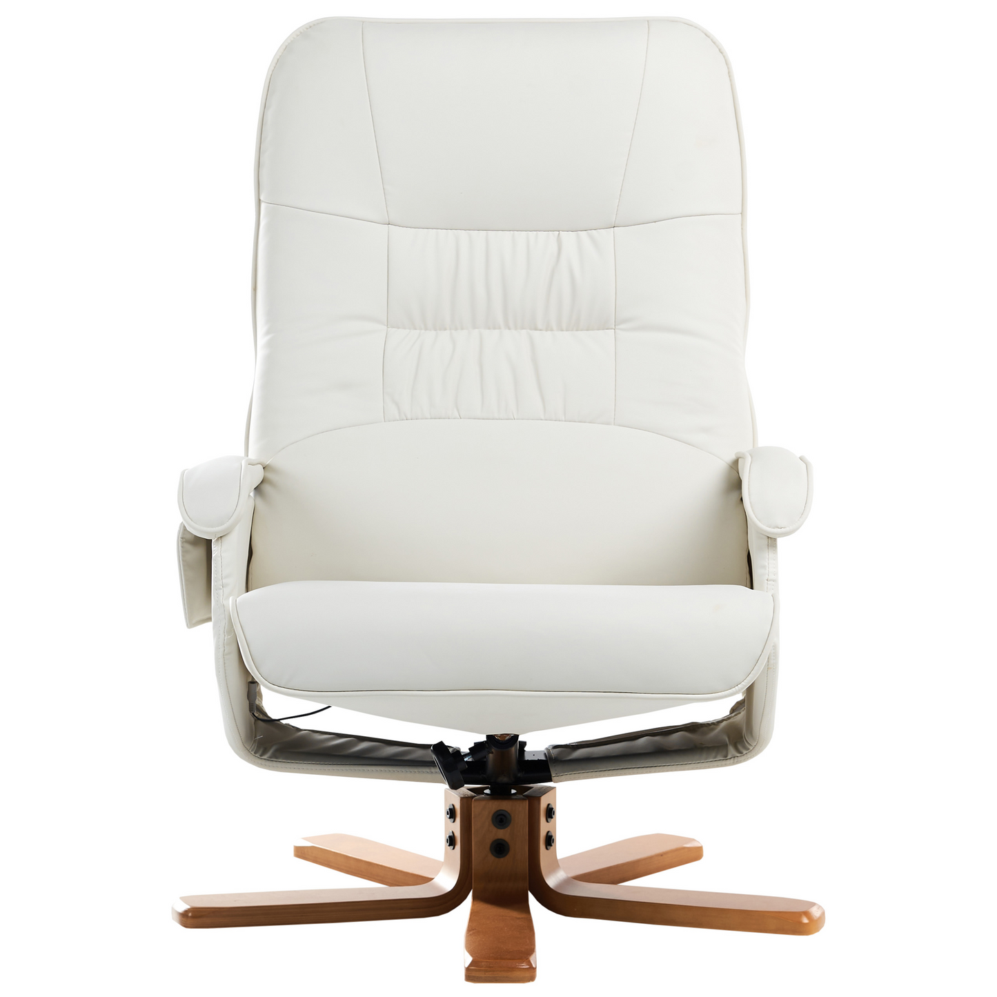 Heated Massage Recliner Armchair Off White With Footrest