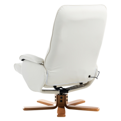Heated Massage Recliner Armchair Off White With Footrest