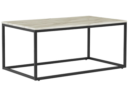 Beige Marble Effect Coffee Table With Black Metal Legs 100 x 60cm Industrial Glam