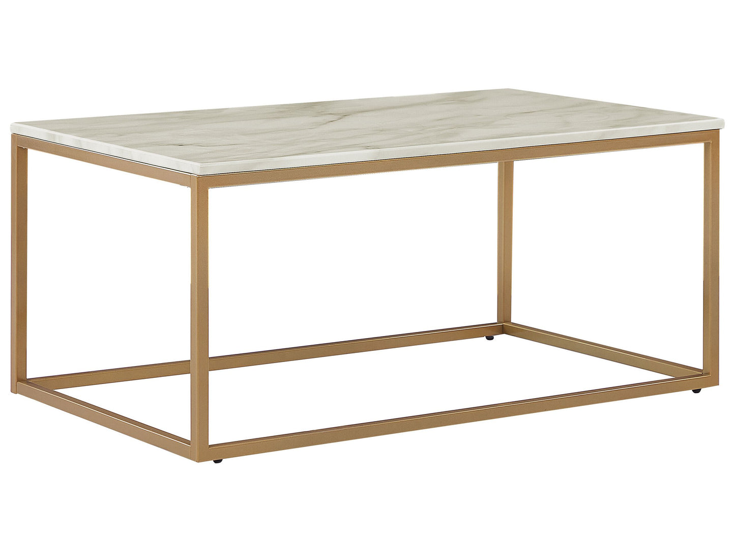 Coffee Table Beige Marble Effect Gold Legs 100 x 60cm