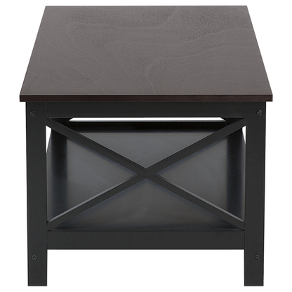 Coffee Table Black 100 x 55cm 2 Tier Modern Rectangular