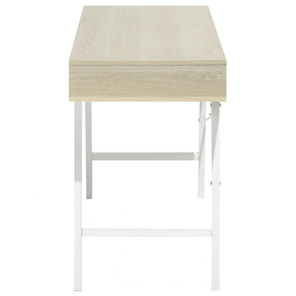 Office Desk 120 x 48cm Brown White With 2 Drawers