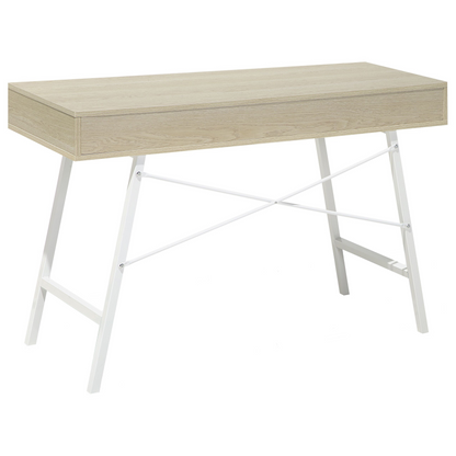 Office Desk 120 x 48cm Brown White With 2 Drawers