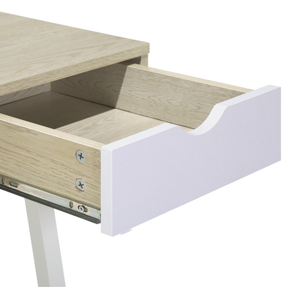 Office Desk 120 x 48cm Brown White With 2 Drawers