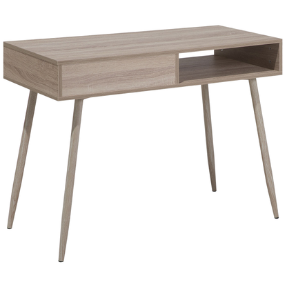 Office Desk Light Brown and White 100 x 48cm Drawer