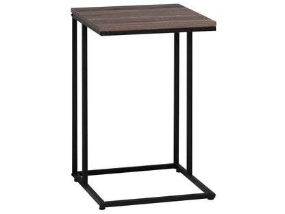 Side Table Taupe Wood U Shape Black Metal Frame 40 x 40cm
