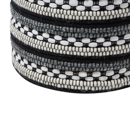Pouffe Black And White Cotton Wool Braided Macram? Handwoven Boho Rustic