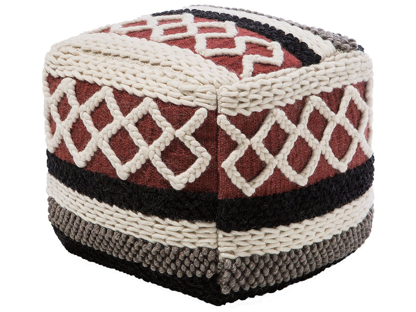 Multicolour Braided Macrame Pouffe Boho Rustic
