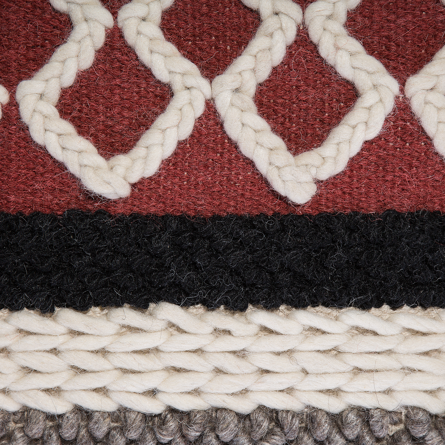 Multicolour Braided Macrame Pouffe Boho Rustic