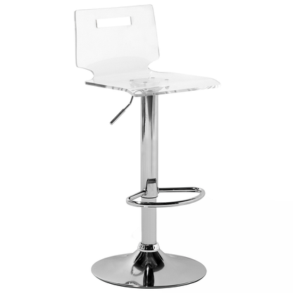 Living Transparent Acrylic Bar Stools Set Of 2 With Swivel Gas Lift Adjustable Height