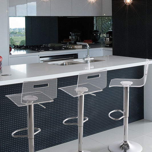 Living Transparent Acrylic Bar Stools Set Of 2 With Swivel Gas Lift Adjustable Height