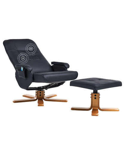 Recliner Armchair With Footrest Faux Leather Upholstery Swivel Heating Massage Function Retro Design