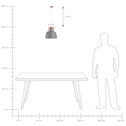 Factory Lamp Grey Metal Pendant Ceiling Light 179cm Industrial