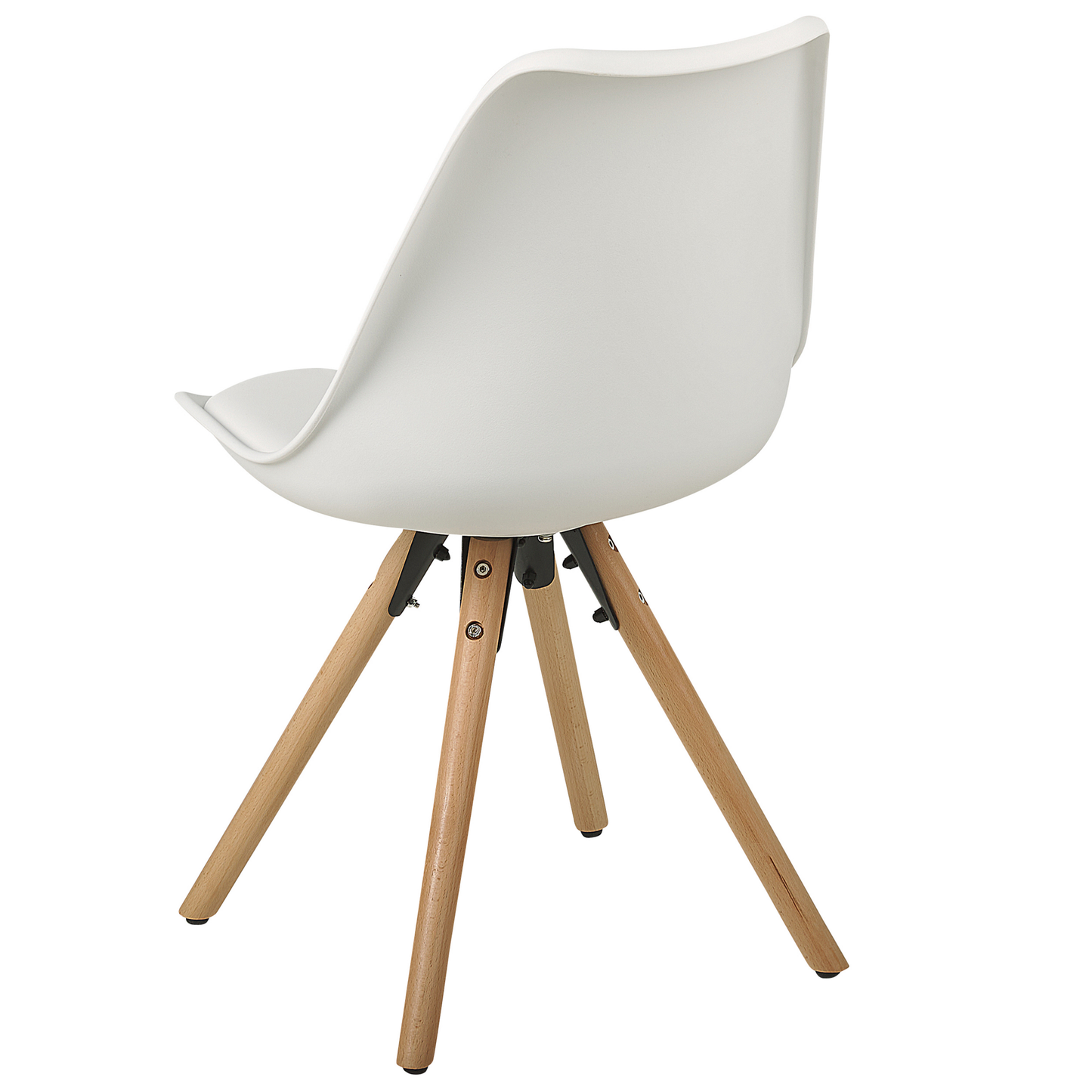 Set Of 2 Dining Chairs White Faux Leather Seats With Sleek Beechwood Legs