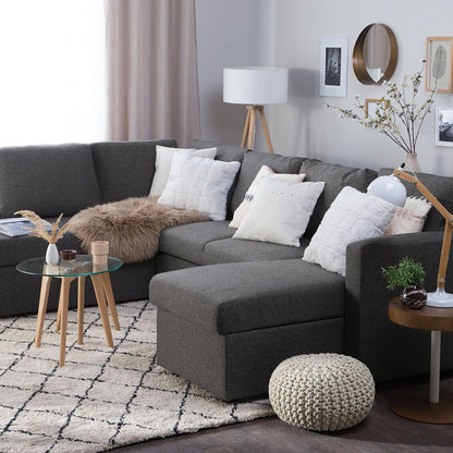 Corner Sofa Bed Dark Grey Fabric U Shape 5 Seater With Storage