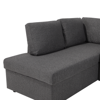 Corner Sofa Bed Dark Grey Fabric U Shape 5 Seater With Storage