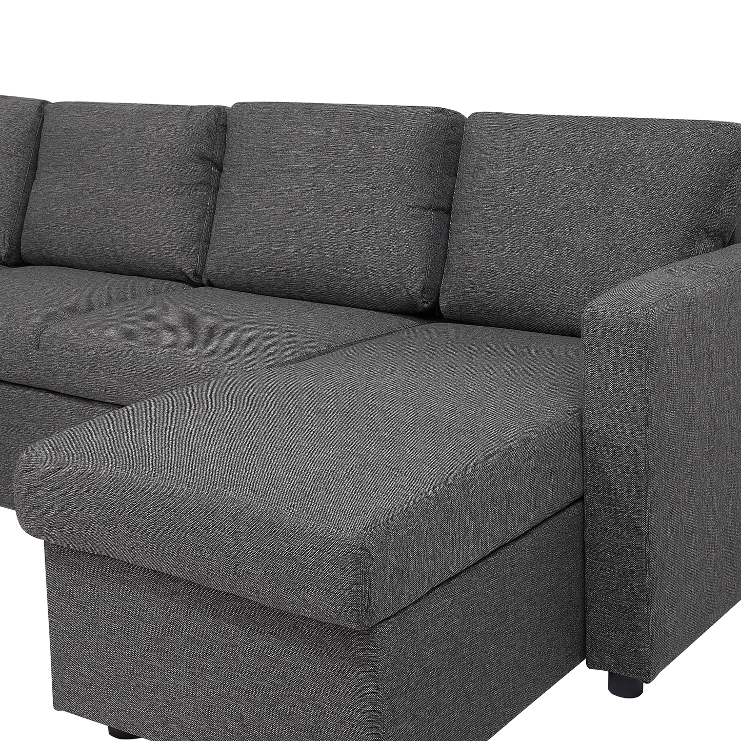Corner Sofa Bed Dark Grey Fabric U Shape 5 Seater With Storage