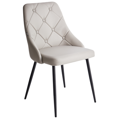 Grey Faux Leather Diamond Button Tufted Dining Chairs Set 2