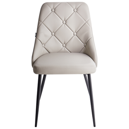Grey Faux Leather Diamond Button Tufted Dining Chairs Set 2