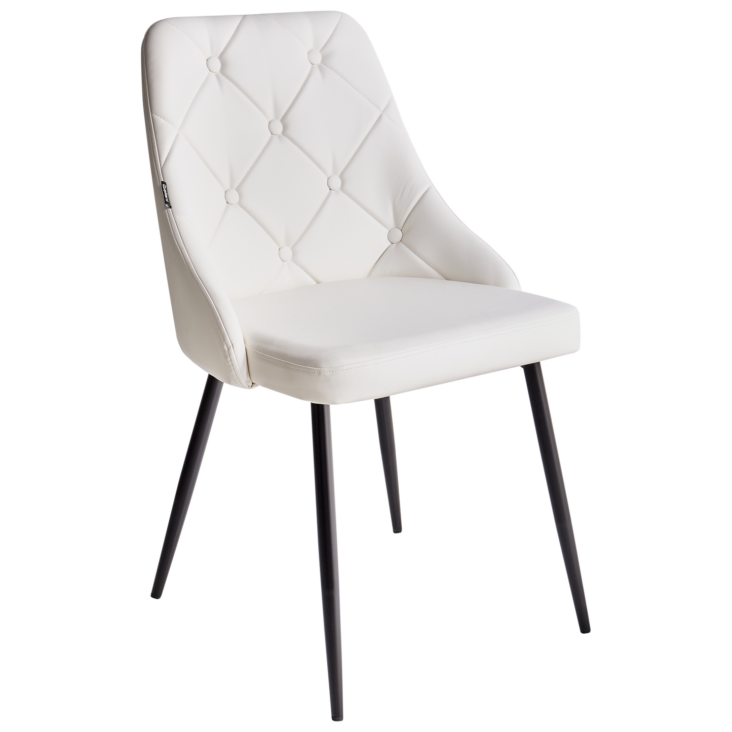 Set Of 2 White Faux Leather Chairs Button Tufted Backrest