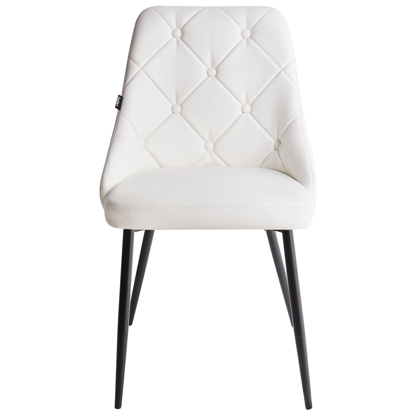 Set Of 2 White Faux Leather Chairs Button Tufted Backrest