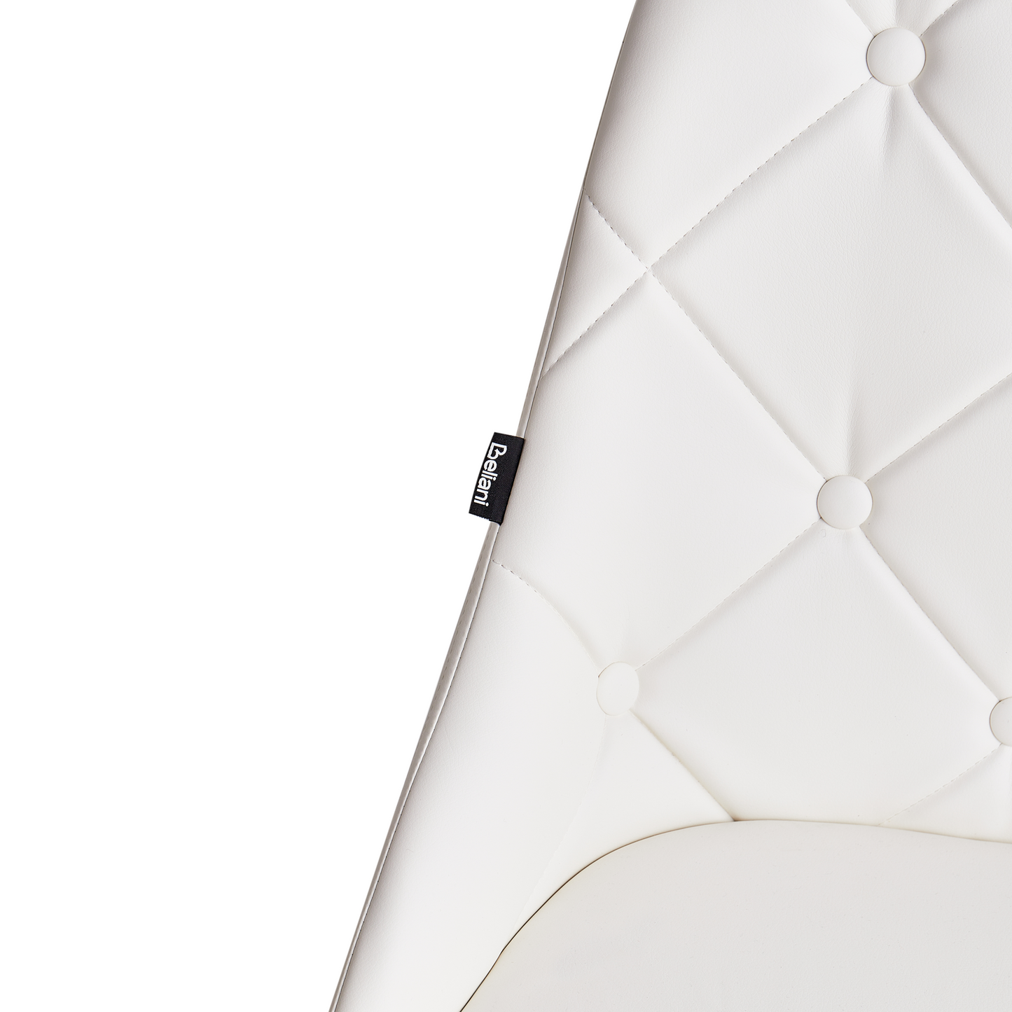 Set Of 2 White Faux Leather Chairs Button Tufted Backrest