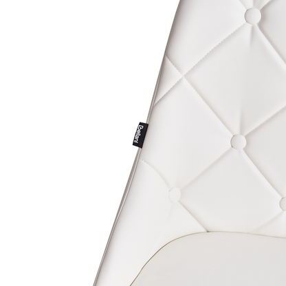 Set Of 2 White Faux Leather Chairs Button Tufted Backrest