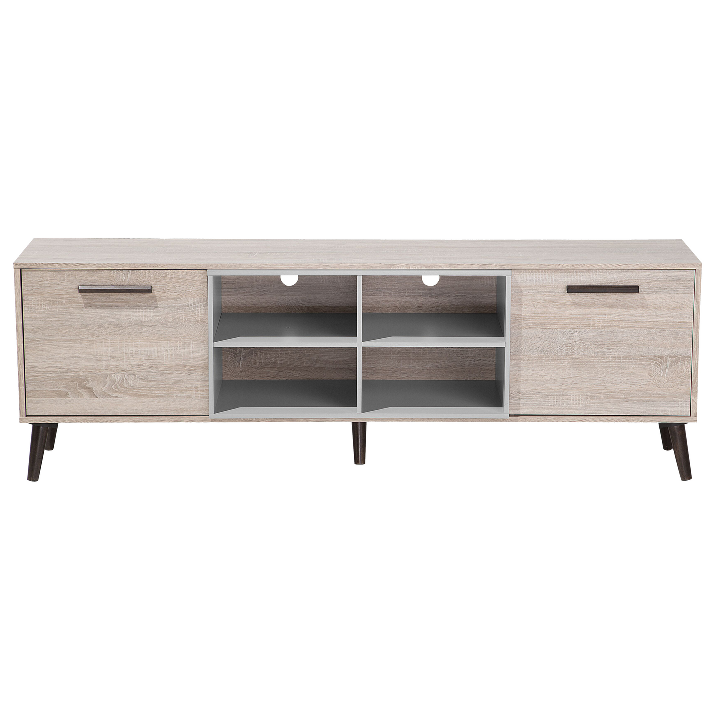 TV Stand Light Brown Grey for 78 Inch TV 2 Cabinets