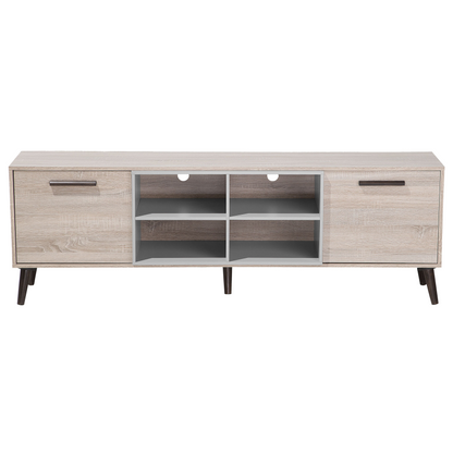 TV Stand Light Brown Grey for 78 Inch TV 2 Cabinets