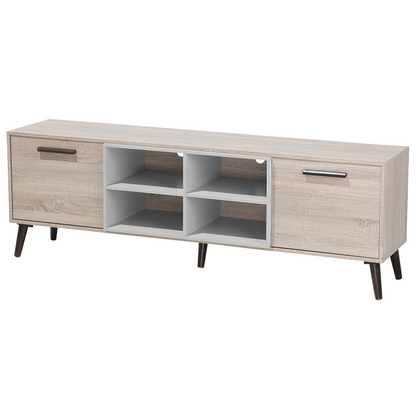 TV Stand Light Brown Grey for 78 Inch TV 2 Cabinets
