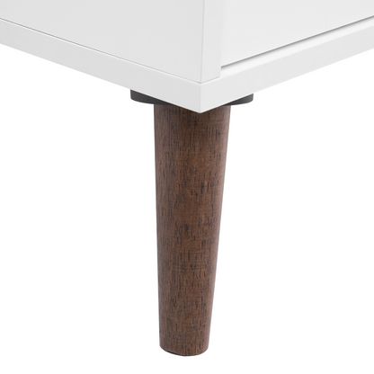 Aura TV Stand White And Dark Brown For 78 Inch TV With 2 Cabinets
