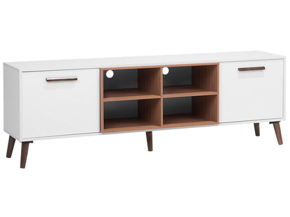Aura TV Stand White And Dark Brown For 78 Inch TV With 2 Cabinets